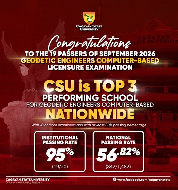 #CSUINFOCUS || PIONEERING BATCH MAKES MARK AS CSU CARIG LANDS TOP 3 IN GEODETIC ENGINEERING BOARD EXAM